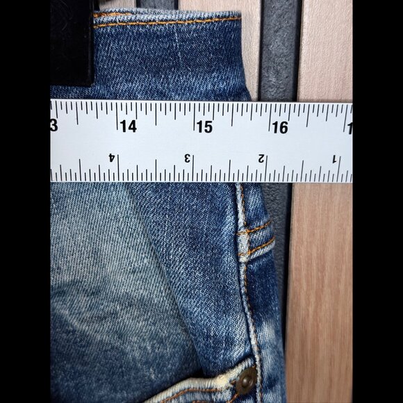 Nudie Jeans 33 x 32 Mens Blue Grim Tim Button Fly Crushed Denim 5 Pocket - Picture 3 of 11